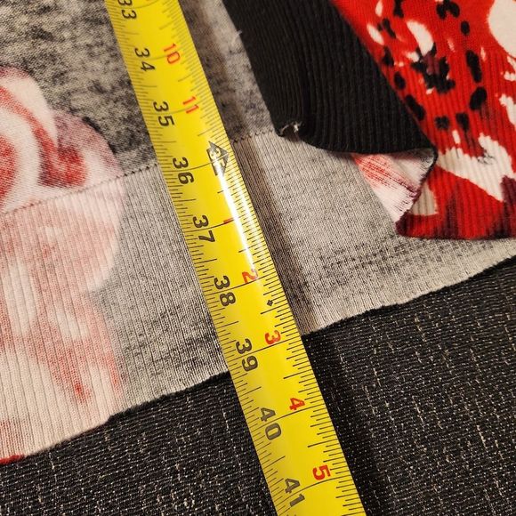 Relativity Red & Black Floral Long Sleeve Open Duster Cardigan Side Slits Small - Picture 7 of 7